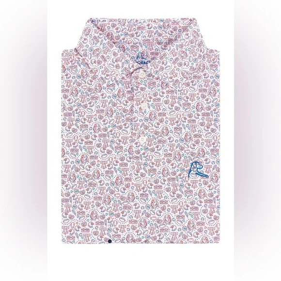 RHOBACK Men’s Performance Polo Sz XL American Icons USA White Golf Stretch Shirt - Picture 8 of 11